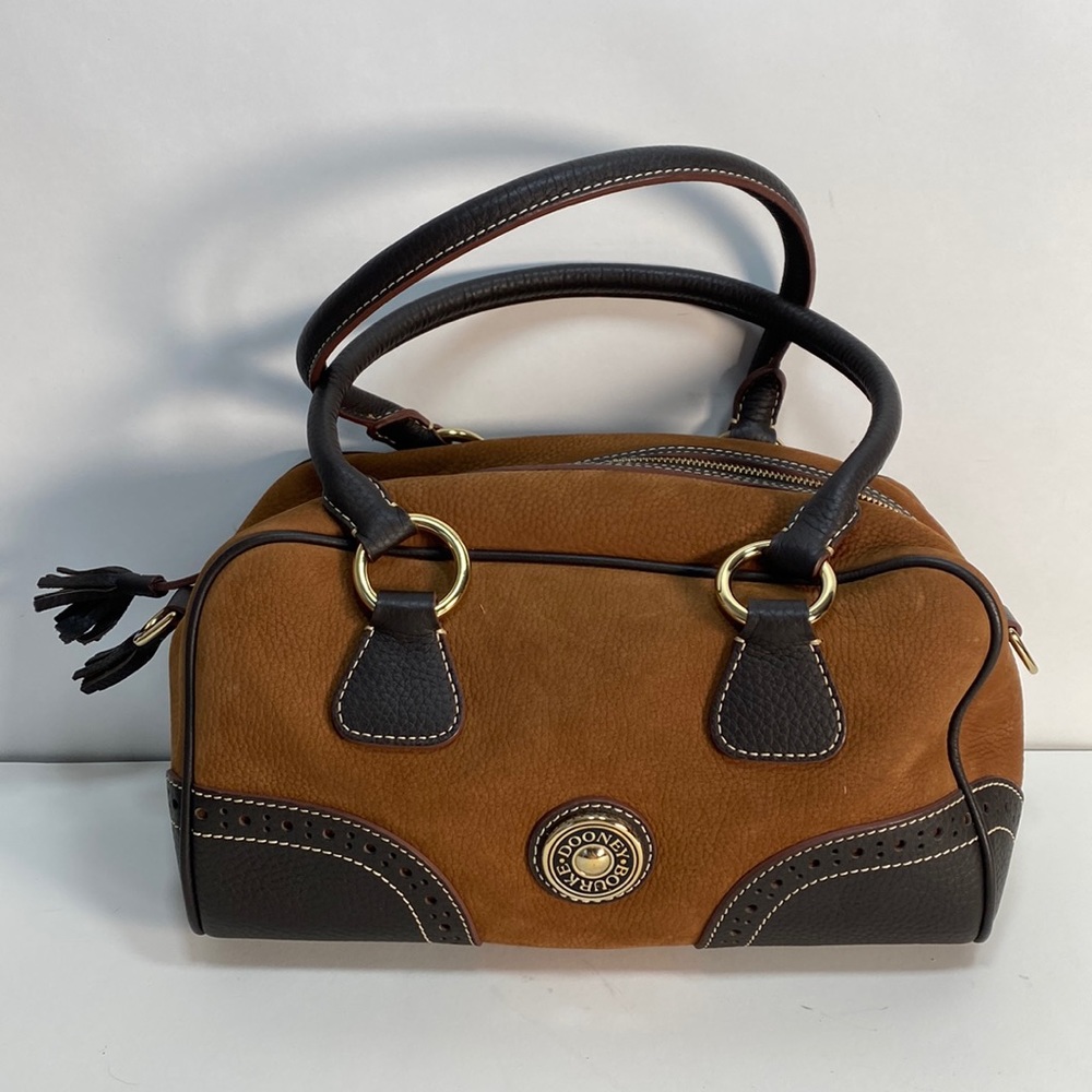 Dooney & bourke brown suede leather satchel